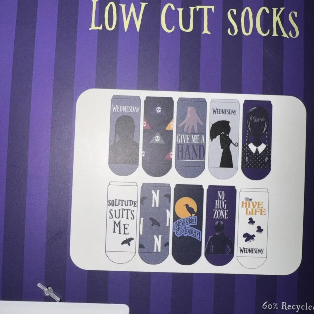 2 Packs Of Wednesday Adams Size 4-10 Low Cut Socks . 20 Pairs Total (Brand New)
